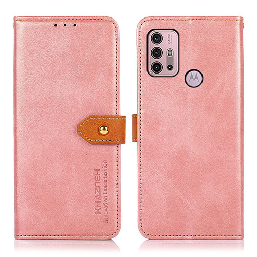 Leather Case Stands Flip Cover Holder N01P for Motorola Moto G10 Power Pink