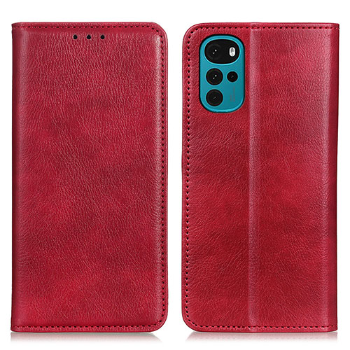 Leather Case Stands Flip Cover Holder N01P for Motorola Moto G22 Red