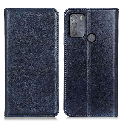 Leather Case Stands Flip Cover Holder N01P for Motorola Moto G50 Blue