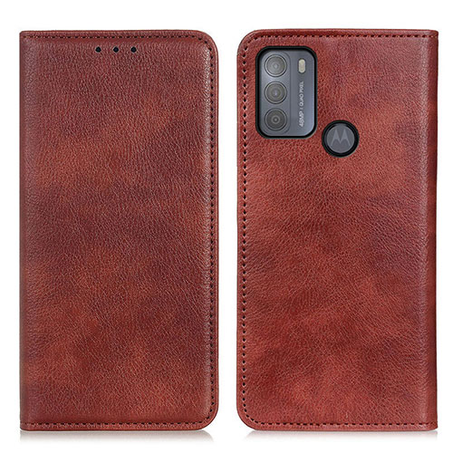 Leather Case Stands Flip Cover Holder N01P for Motorola Moto G50 Brown