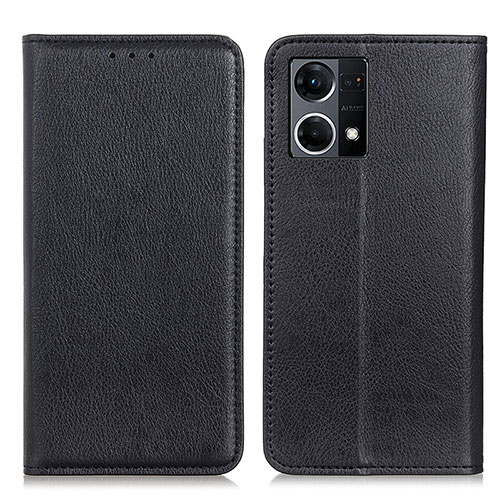 Leather Case Stands Flip Cover Holder N01P for Oppo F21s Pro 4G Black