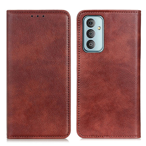 Leather Case Stands Flip Cover Holder N01P for Samsung Galaxy F13 4G Brown