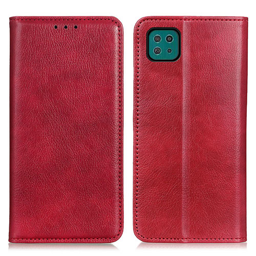 Leather Case Stands Flip Cover Holder N01P for Samsung Galaxy F42 5G Red