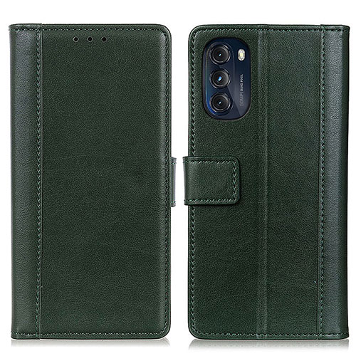 Leather Case Stands Flip Cover Holder N02P for Motorola Moto G 5G (2022) Green