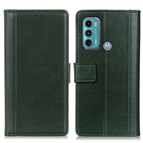 Leather Case Stands Flip Cover Holder N02P for Motorola Moto G60 Green