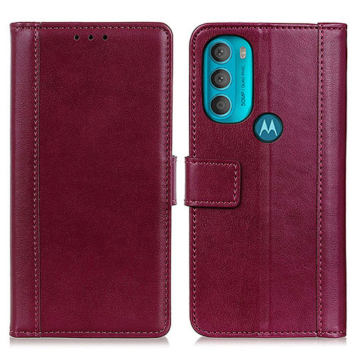 Leather Case Stands Flip Cover Holder N02P for Motorola Moto G71 5G Red