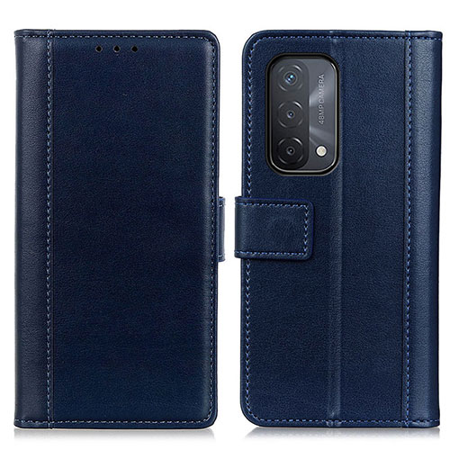 Leather Case Stands Flip Cover Holder N02P for OnePlus Nord N200 5G Blue
