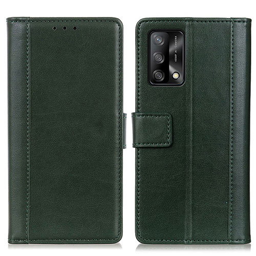 Leather Case Stands Flip Cover Holder N02P for Oppo A74 4G Green