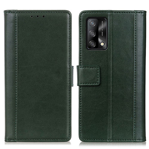 Leather Case Stands Flip Cover Holder N02P for Oppo A95 4G Green