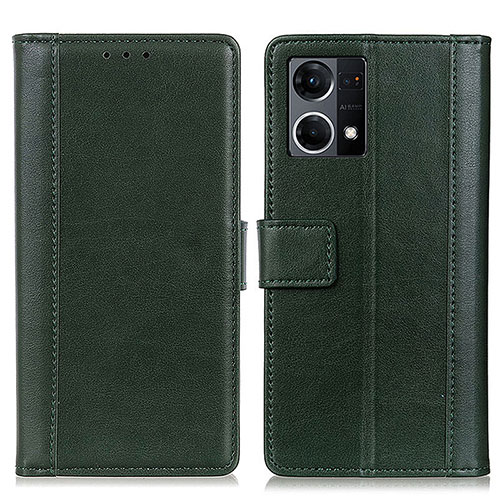 Leather Case Stands Flip Cover Holder N02P for Oppo Reno7 4G Green