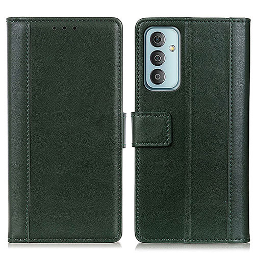 Leather Case Stands Flip Cover Holder N02P for Samsung Galaxy F13 4G Green
