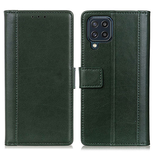Leather Case Stands Flip Cover Holder N02P for Samsung Galaxy M32 4G Green