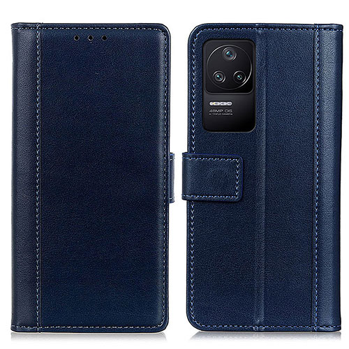 Leather Case Stands Flip Cover Holder N02P for Xiaomi Poco F4 5G Blue