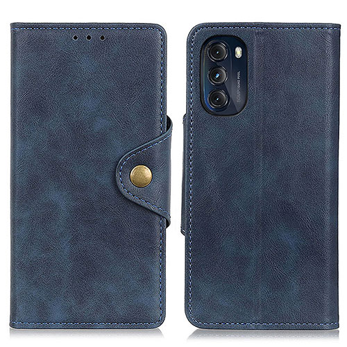 Leather Case Stands Flip Cover Holder N03P for Motorola Moto G 5G (2022) Blue