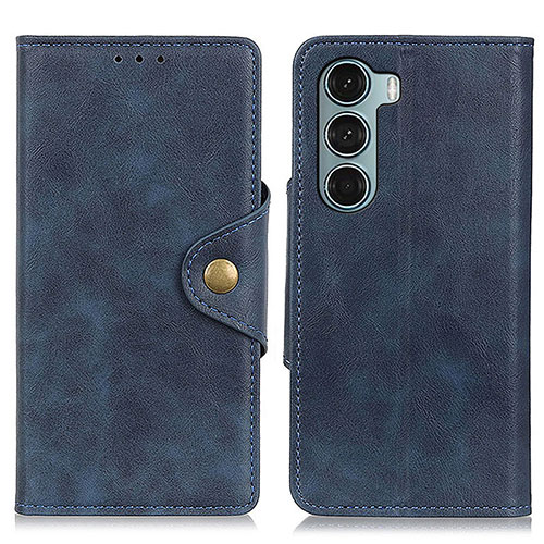 Leather Case Stands Flip Cover Holder N03P for Motorola Moto G200 5G Blue