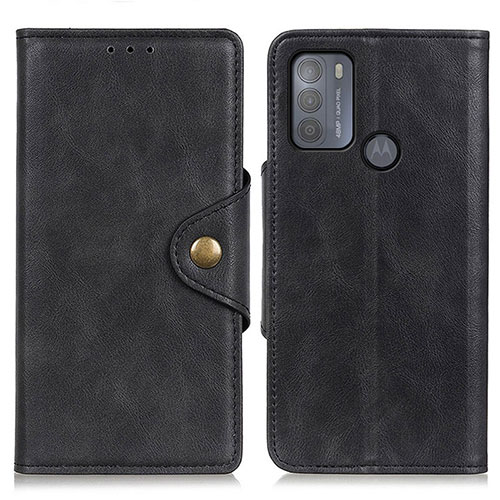 Leather Case Stands Flip Cover Holder N03P for Motorola Moto G50 Black