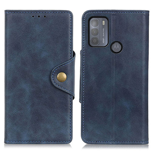 Leather Case Stands Flip Cover Holder N03P for Motorola Moto G50 Blue