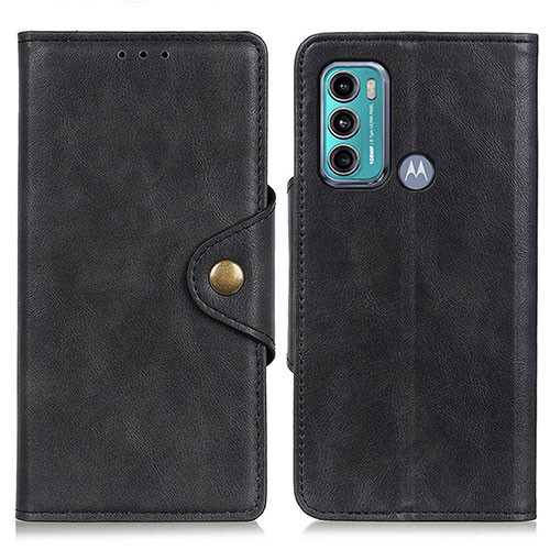 Leather Case Stands Flip Cover Holder N03P for Motorola Moto G60 Black