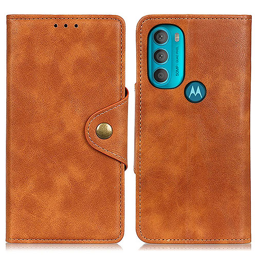 Leather Case Stands Flip Cover Holder N03P for Motorola Moto G71 5G Brown