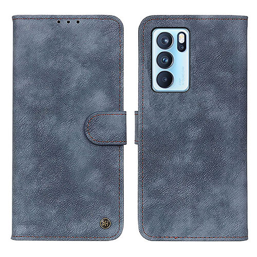 Leather Case Stands Flip Cover Holder N03P for Oppo Reno6 Pro 5G India Blue