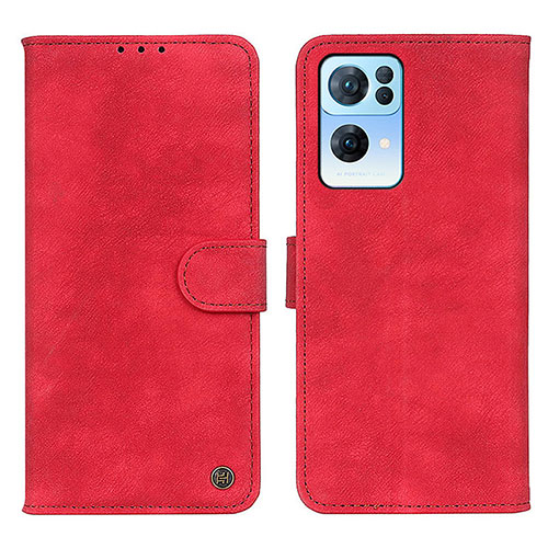 Leather Case Stands Flip Cover Holder N03P for Oppo Reno7 Pro 5G Red