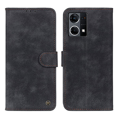 Leather Case Stands Flip Cover Holder N03P for Oppo Reno8 4G Black