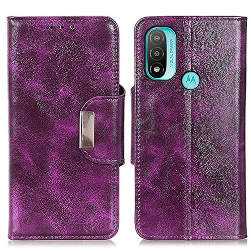 Leather Case Stands Flip Cover Holder N04P for Motorola Moto E20 Purple