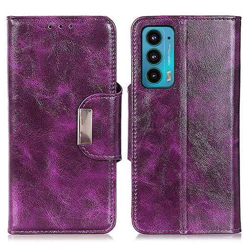 Leather Case Stands Flip Cover Holder N04P for Motorola Moto Edge Lite 5G Purple
