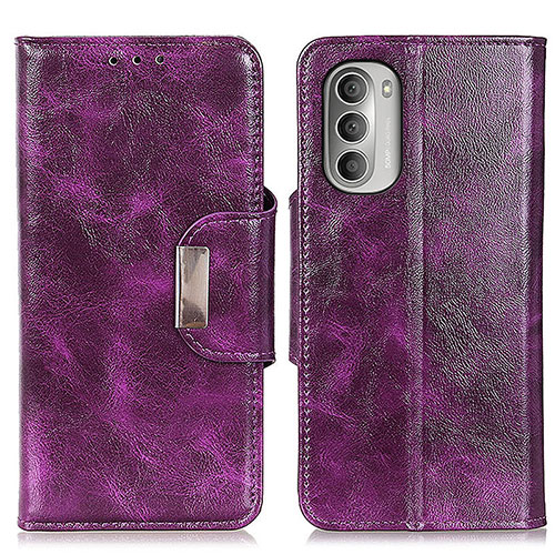 Leather Case Stands Flip Cover Holder N04P for Motorola Moto G Stylus (2022) 4G Purple