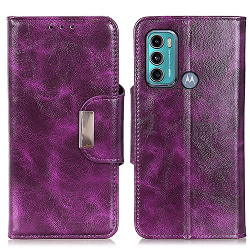 Leather Case Stands Flip Cover Holder N04P for Motorola Moto G40 Fusion Purple