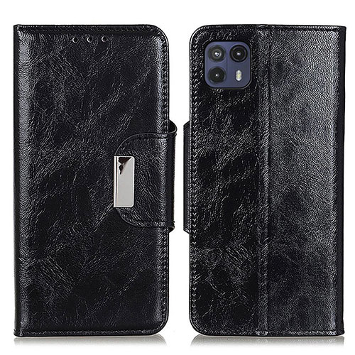 Leather Case Stands Flip Cover Holder N04P for Motorola Moto G50 5G Black