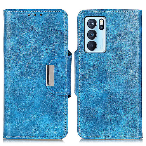 Leather Case Stands Flip Cover Holder N04P for Oppo Reno6 Pro 5G India Sky Blue