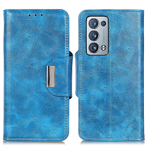 Leather Case Stands Flip Cover Holder N04P for Oppo Reno6 Pro+ Plus 5G Sky Blue