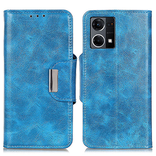 Leather Case Stands Flip Cover Holder N04P for Oppo Reno8 4G Sky Blue