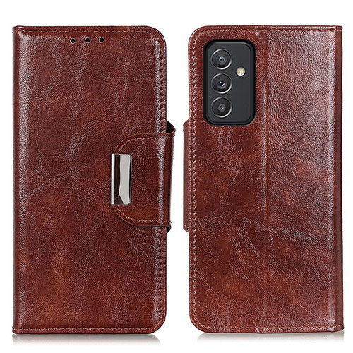 Leather Case Stands Flip Cover Holder N04P for Samsung Galaxy A15 4G Brown