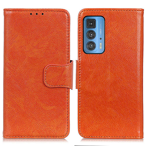 Leather Case Stands Flip Cover Holder N05P for Motorola Moto Edge S Pro 5G Orange