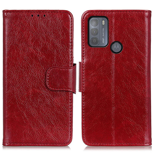 Leather Case Stands Flip Cover Holder N05P for Motorola Moto G50 Red