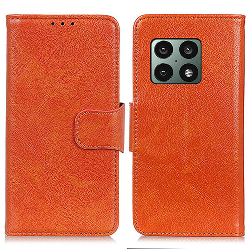 Leather Case Stands Flip Cover Holder N05P for OnePlus 10 Pro 5G Orange