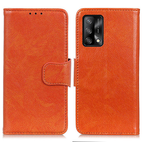 Leather Case Stands Flip Cover Holder N05P for Oppo A74 4G Orange