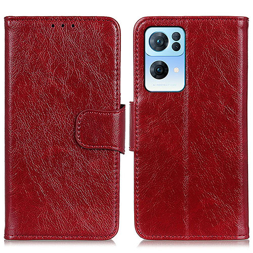 Leather Case Stands Flip Cover Holder N05P for Oppo Reno7 Pro 5G Red