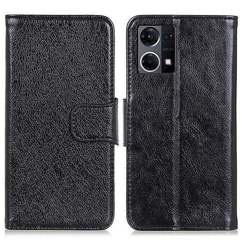 Leather Case Stands Flip Cover Holder N05P for Oppo Reno8 4G Black