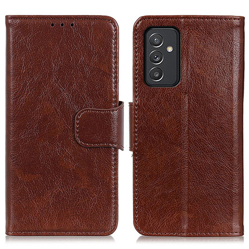 Leather Case Stands Flip Cover Holder N05P for Samsung Galaxy A05s Brown
