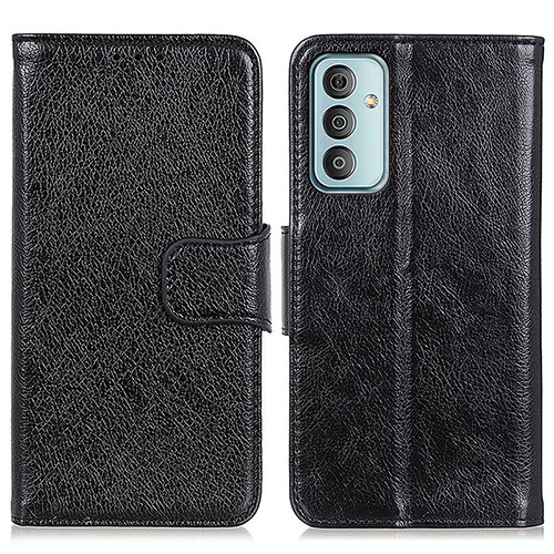 Leather Case Stands Flip Cover Holder N05P for Samsung Galaxy F13 4G Black