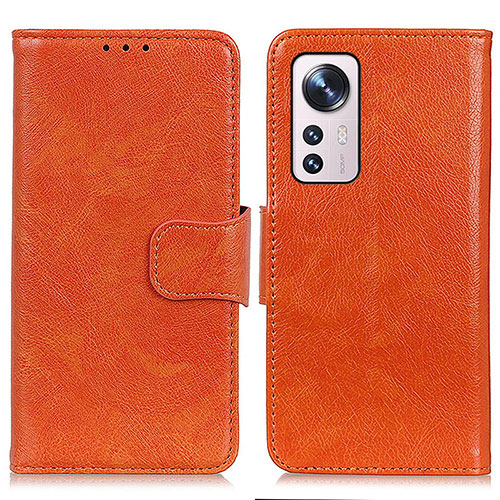 Leather Case Stands Flip Cover Holder N05P for Xiaomi Mi 12 Lite 5G Orange