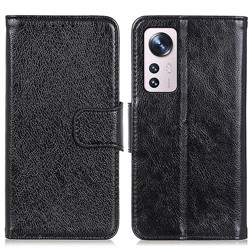 Leather Case Stands Flip Cover Holder N05P for Xiaomi Mi 12 Pro 5G Black