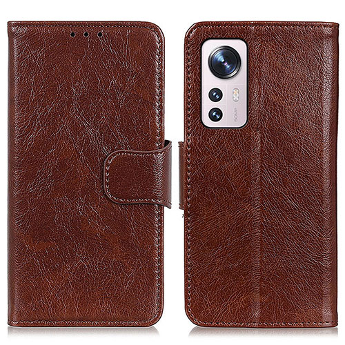 Leather Case Stands Flip Cover Holder N05P for Xiaomi Mi 12X 5G Brown