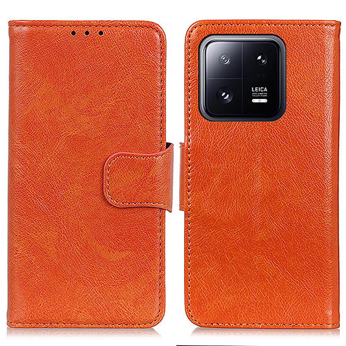 Leather Case Stands Flip Cover Holder N05P for Xiaomi Mi 13 5G Orange