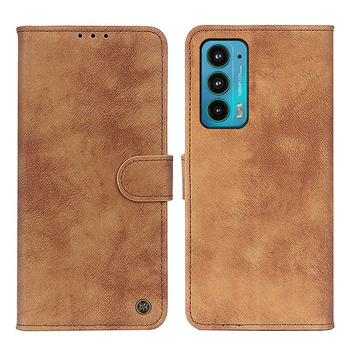 Leather Case Stands Flip Cover Holder N06P for Motorola Moto Edge Lite 5G Brown
