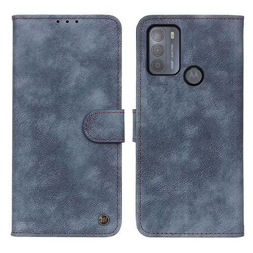 Leather Case Stands Flip Cover Holder N06P for Motorola Moto G50 Blue