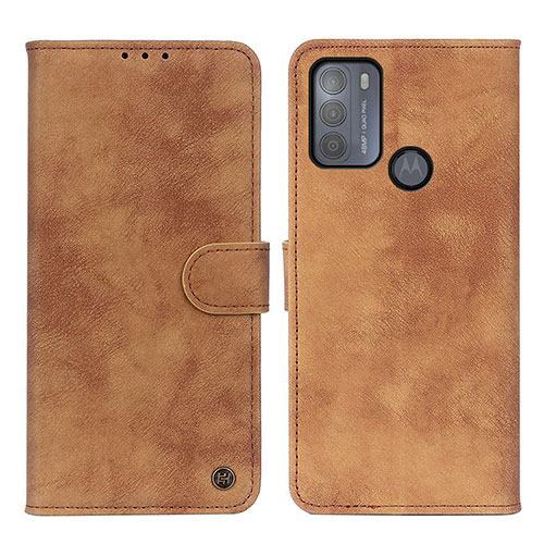 Leather Case Stands Flip Cover Holder N06P for Motorola Moto G50 Brown